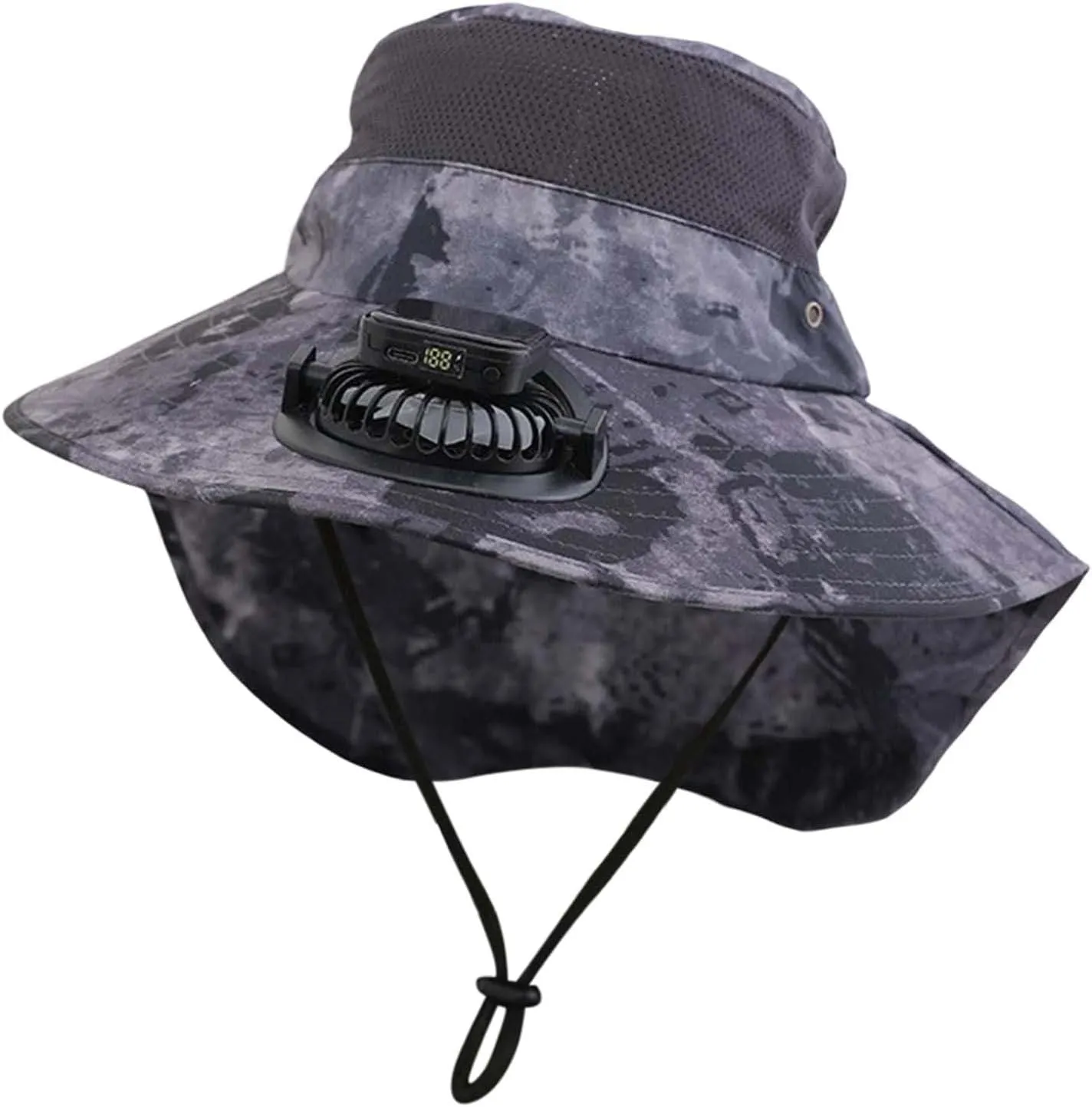 Wide Brim Fan Hat Solar Powered, UPF 50  Solar Panel Fan Hat for Beach Hiking Camping Outdoor Fishing