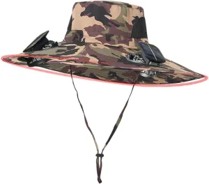 Wide Brim Fan Hat Solar Powered, UPF 50  Solar Power Fan Bucket Hat for Beach Outdoor Fishing Camping Hiking