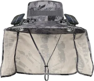 Wide Brim Solar Fan Hat with Neck Flap, Outdoor Wide Brim Sun Hat with 2 Solar Fan, Solar Powered Fan Fishing Hats