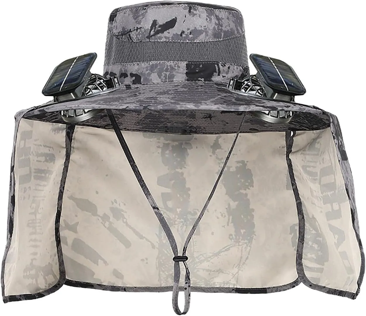 Wide Brim Solar Fan Hat with Neck Flap, Outdoor Wide Brim Sun Hat with 2 Solar Fan, Solar Powered Fan Fishing Hats