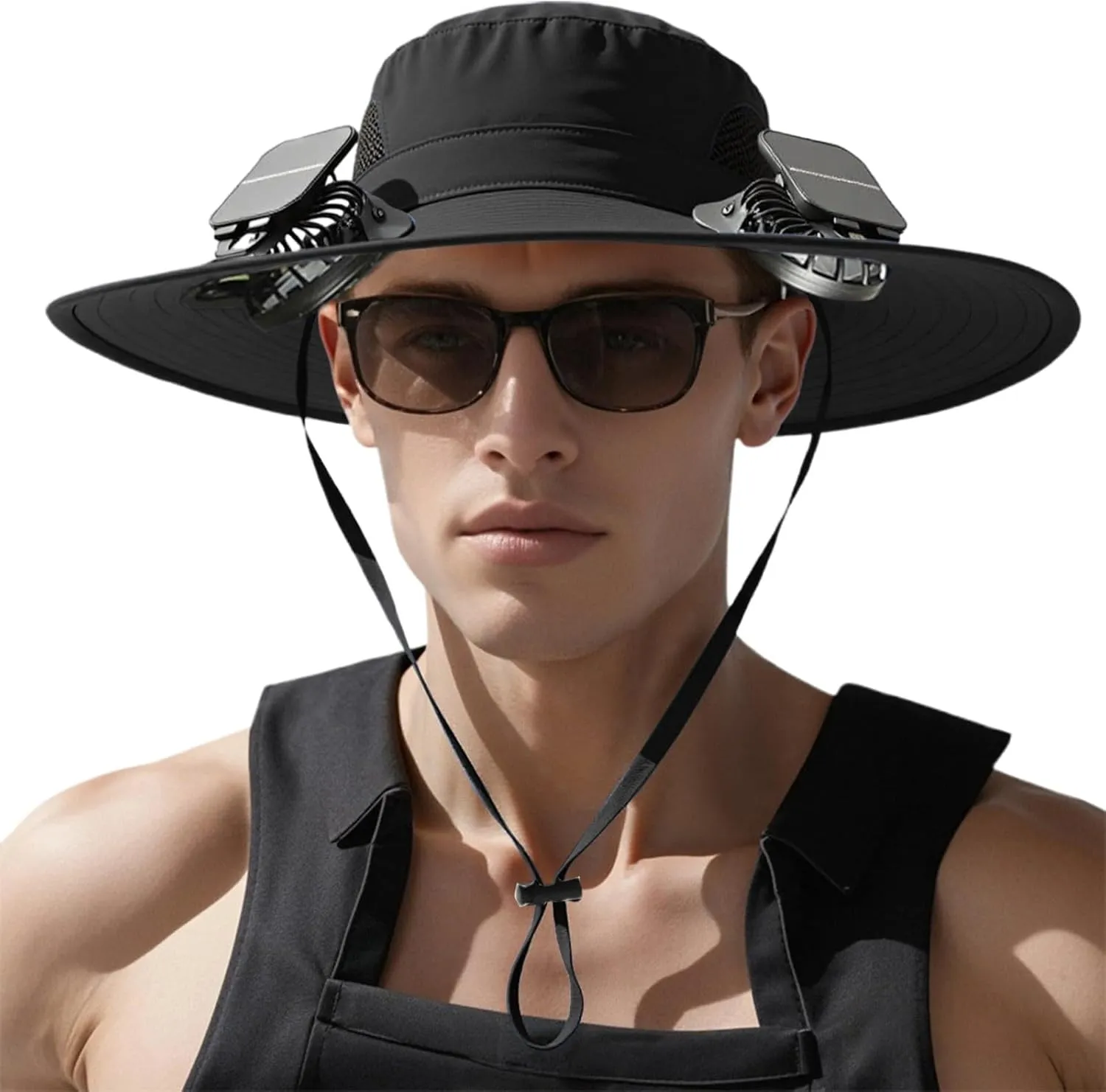 Wide Brim Solar Fan Outdoor Fishing Hat-Solar & USB Charging, Sunscreen Sun Hat with Fan, Solar Fan Hat Upf50  Colitt Fan Hat