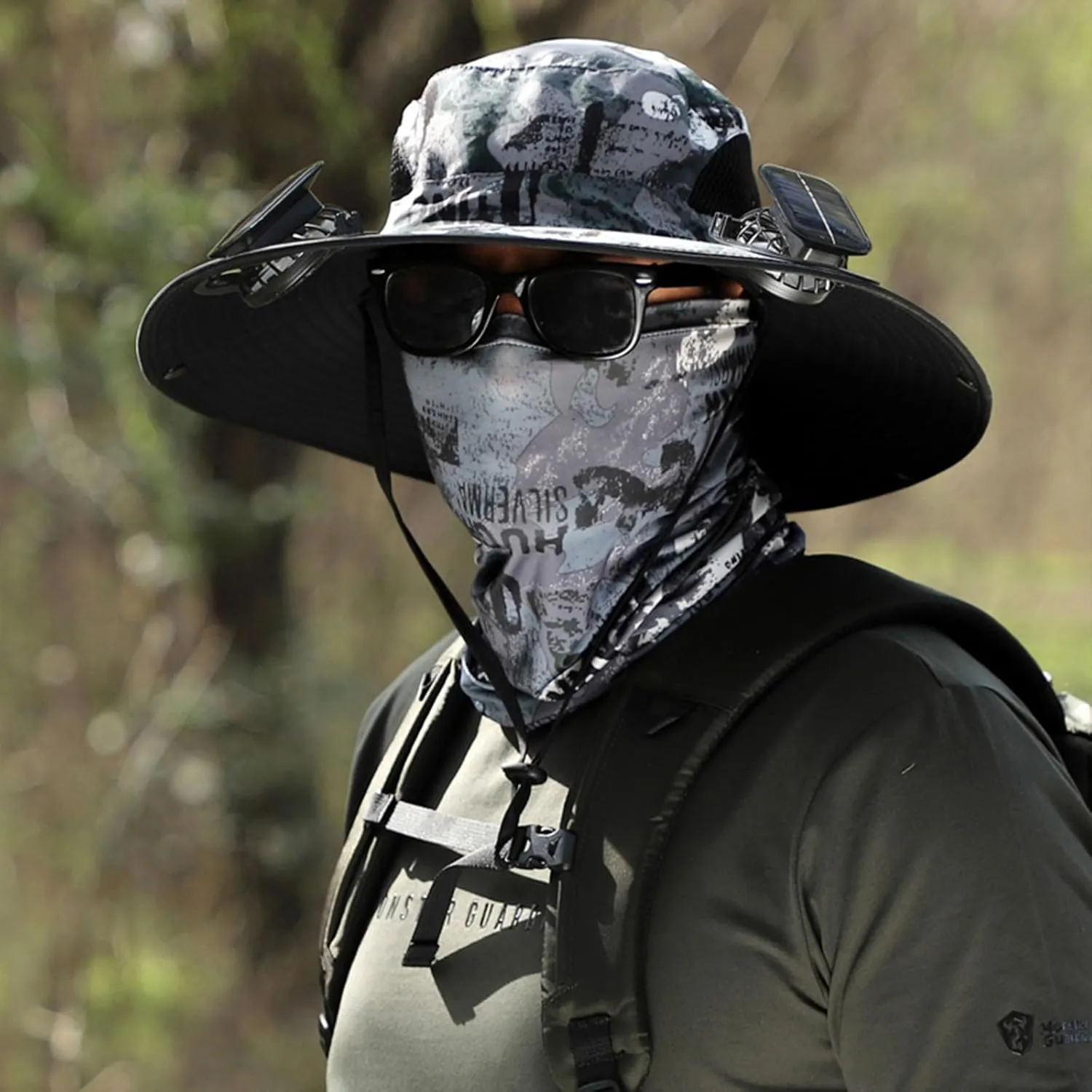 Wide Brim Solar Fan Outdoor Fishing Hat,Men Sun Hat with 2 Solar Fan Fishing Hats,Sombreros Con Ventilador Solar