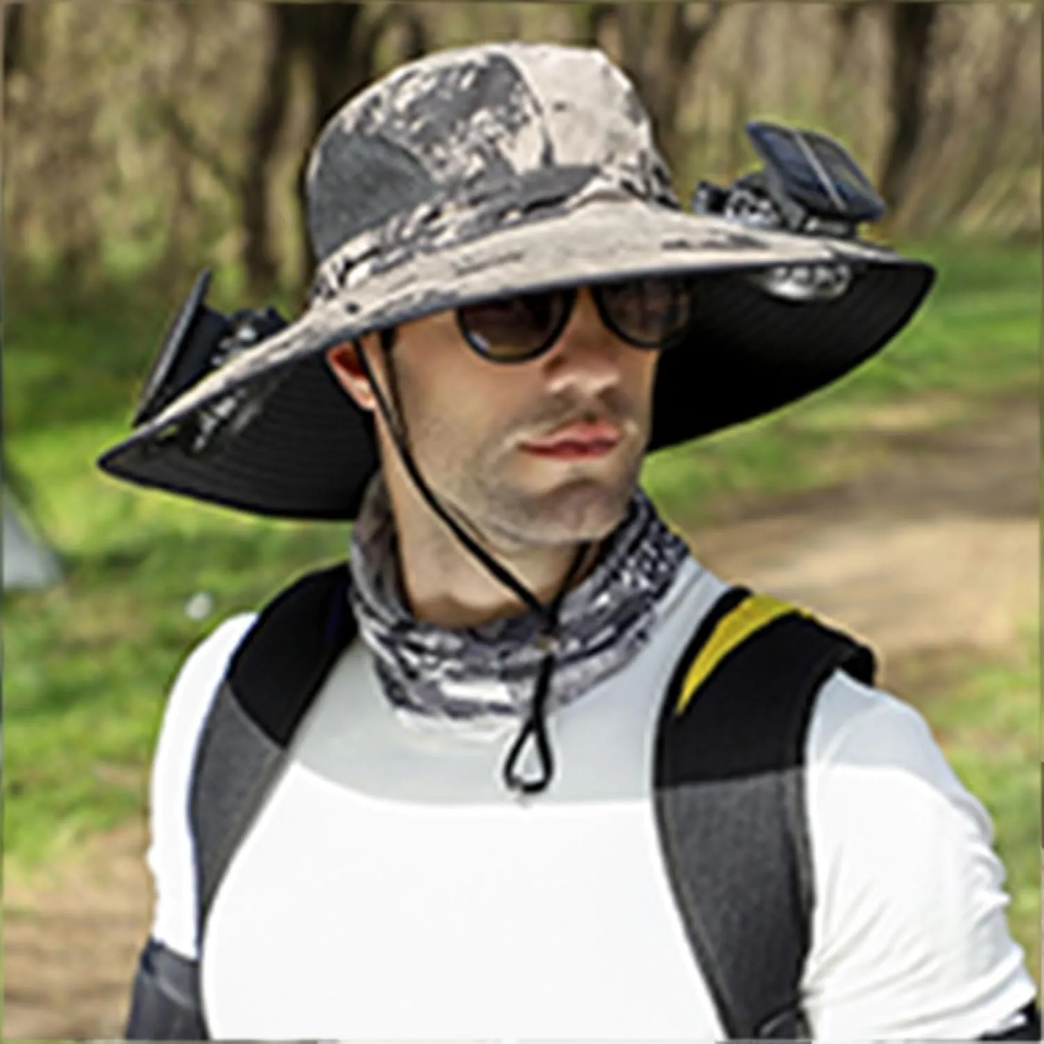 Wide Brim Solar Fan Outdoor Fishing Hat,Men Sun Hat with 2 Solar Fan Fishing Hats,Sombreros Con Ventilador Solar