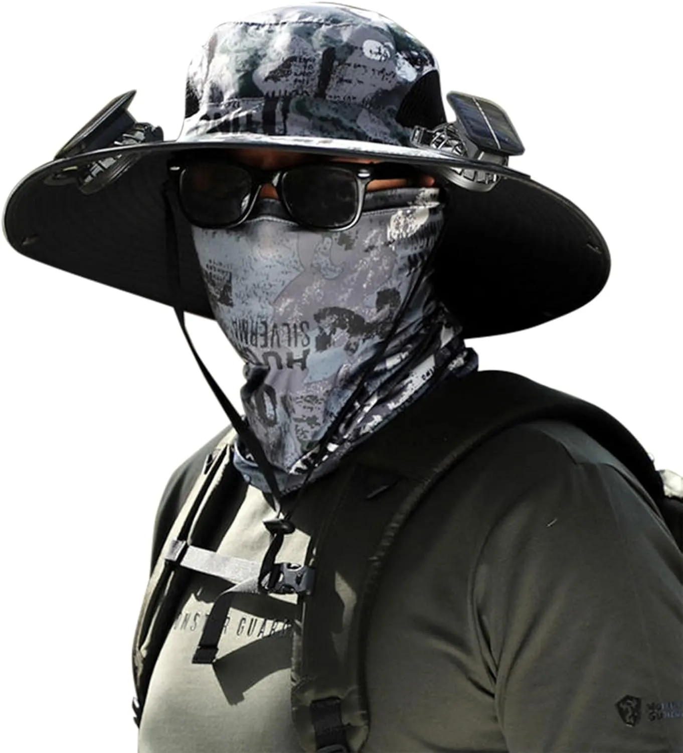Wide Brim Solar Fan Outdoor Fishing Hat,Men Sun Hat with 2 Solar Fan Fishing Hats,Sombreros Con Ventilador Solar