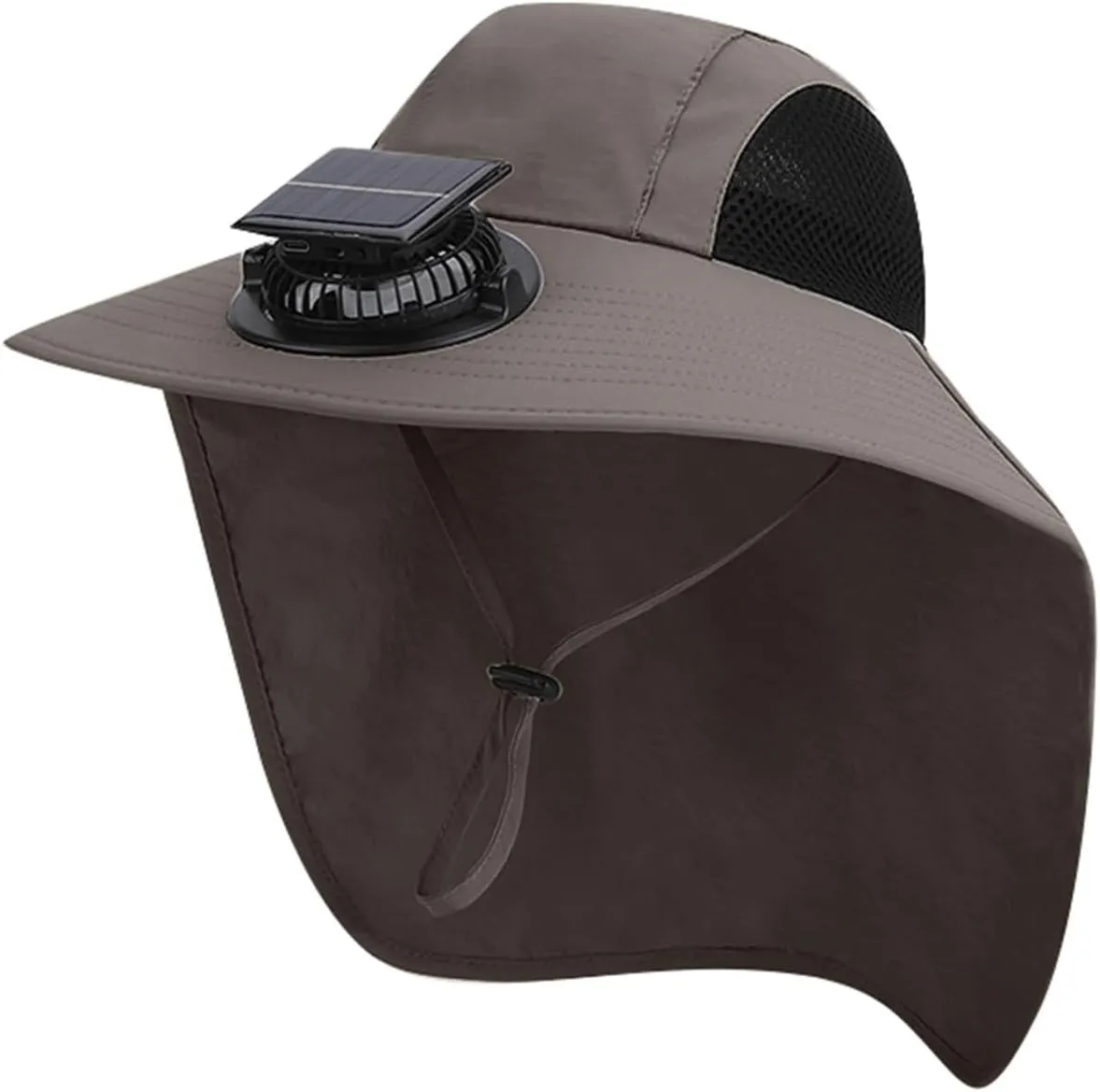 Wide Brim Solar Powered Fan Hat for Men Women, Solar & USB Charging Adjustable Ultralight Sun Hat with Fan Built in
