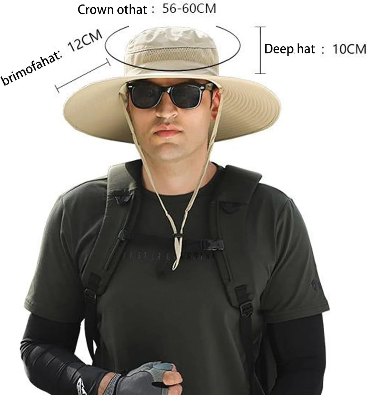 Wide Brim Solar Powered Hat Fan, UPF 50  Solar Panel Fan Hat for Beach Outdoor Fishing Hiking Camping