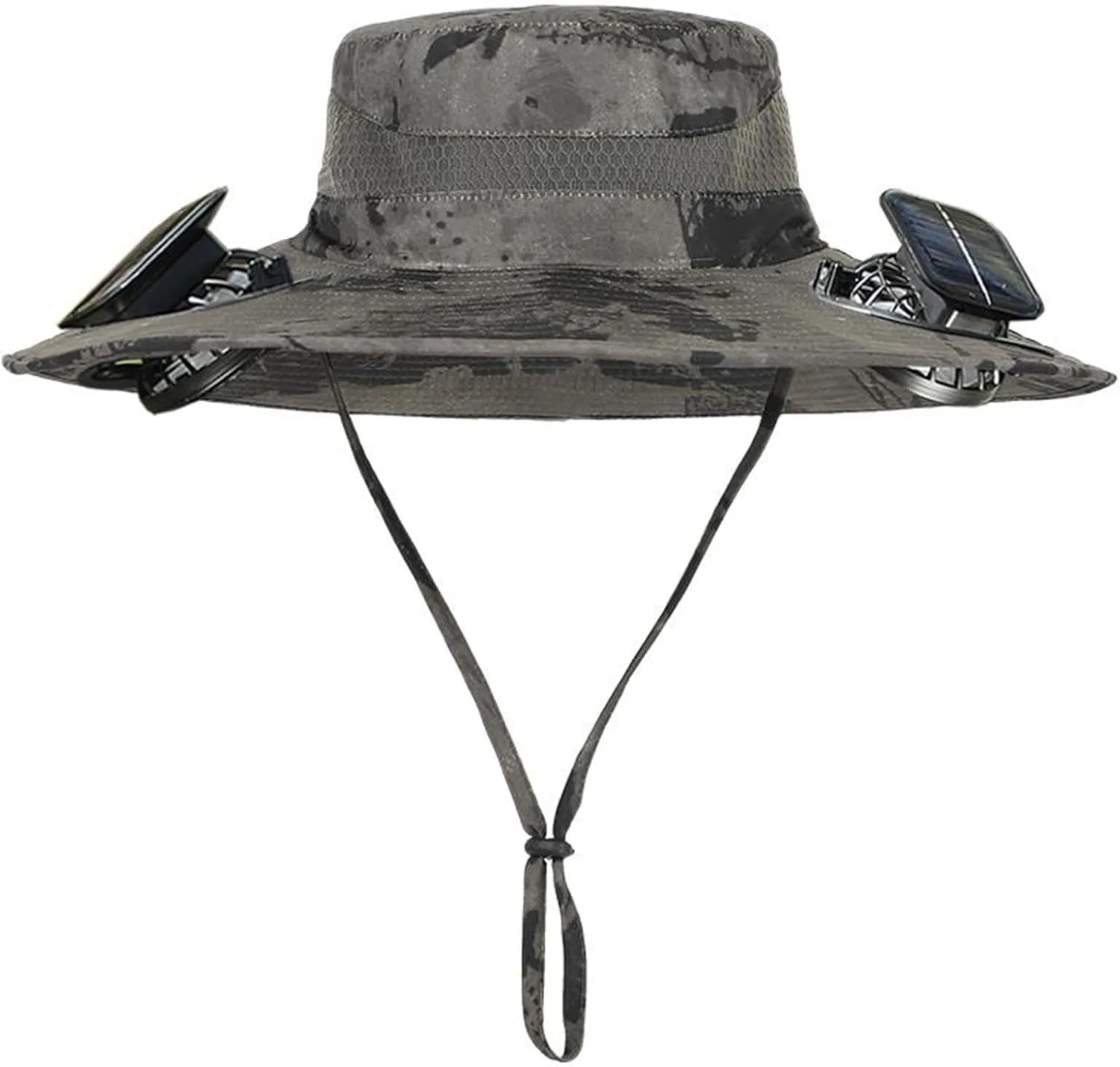 Wide Brim Sun Hat with Solar Powered Fans, UPF 50  Solar Panel Fan Hat for Hiking Outdoor Fishing Beach Camping