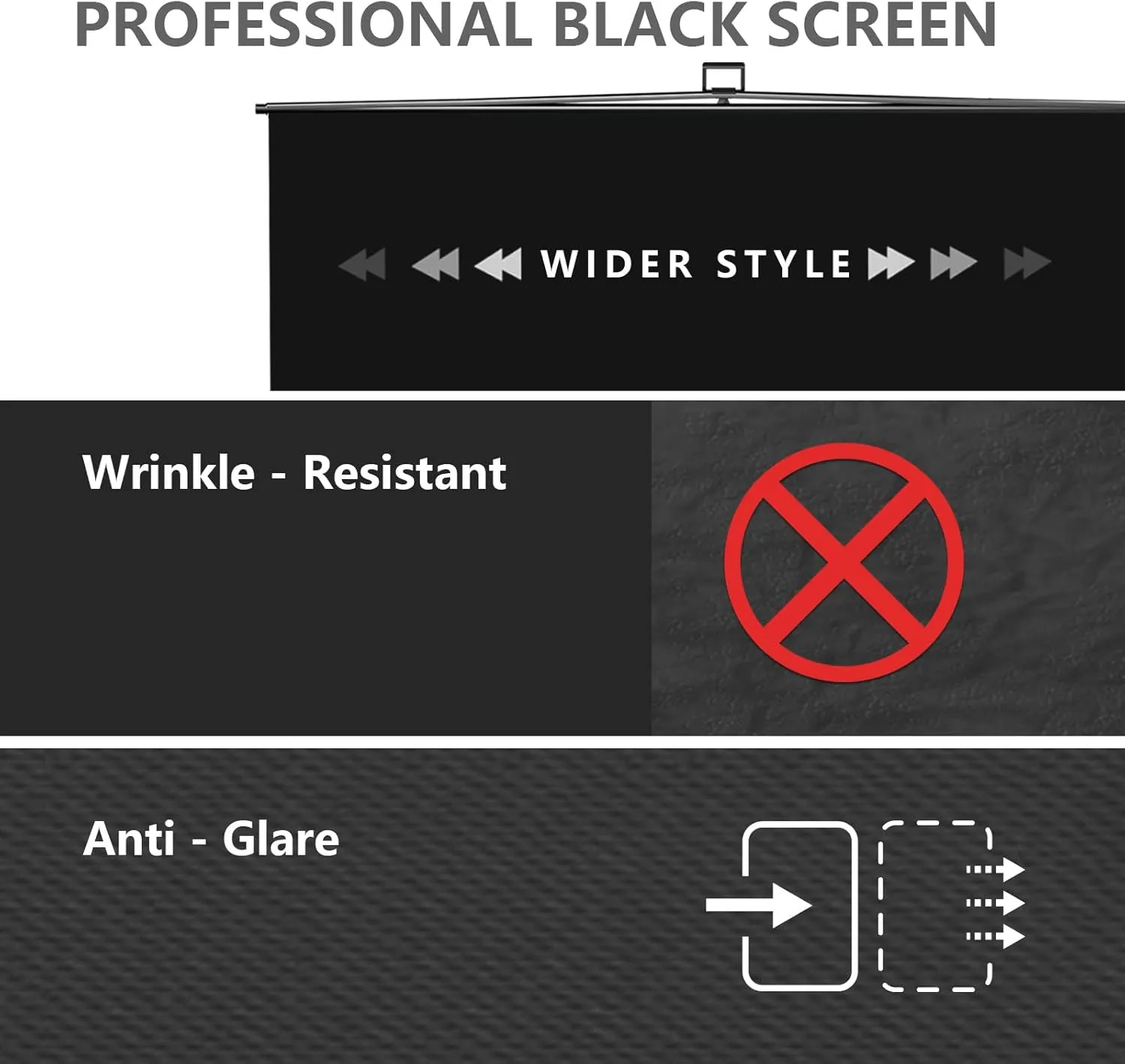 【Wider Style】 RAUBAY 78.7 x 82.7in Large Collapsible Black Backdrop Screen Portable Retractable Panel Photo Background with Stand for Video Conference, Photographic Studio, Streaming