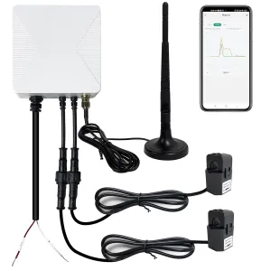 WiFi Energy Monitor with 2 * 80A Clamps, Real-Time Electricity Tracking, Smart Home Power Management, WiFi Meter Solar/Net Metering, Home Energy Automation and Control
