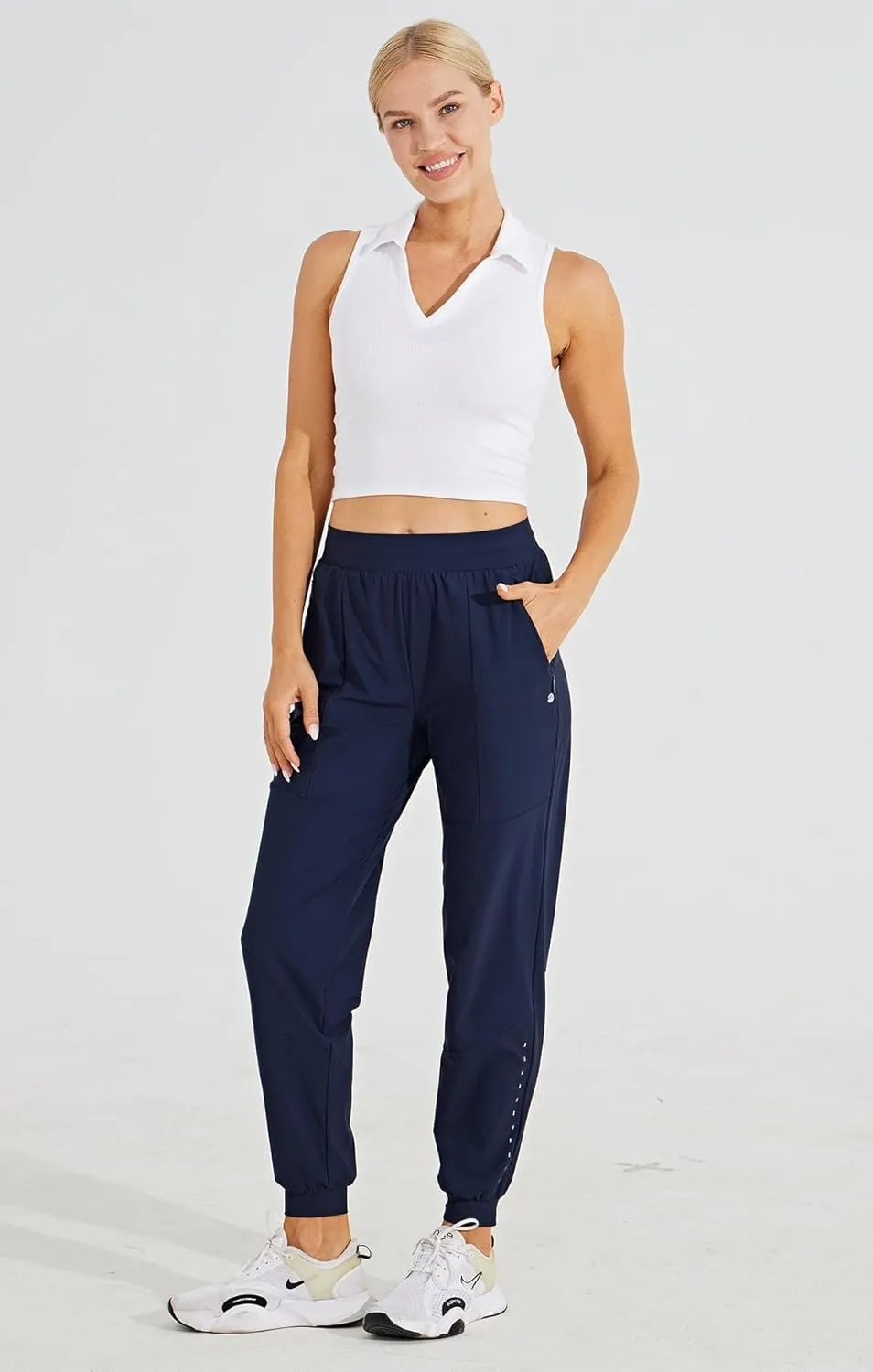 Willit Women's Athletic Joggers Pants Running Workout Quick Dry Pants Lightweight with Zipper Pockets