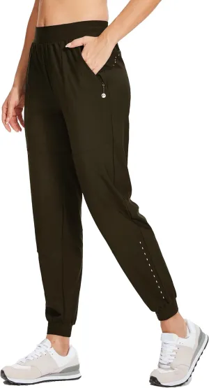 Willit Women's Athletic Joggers Pants Running Workout Quick Dry Pants Lightweight with Zipper Pockets