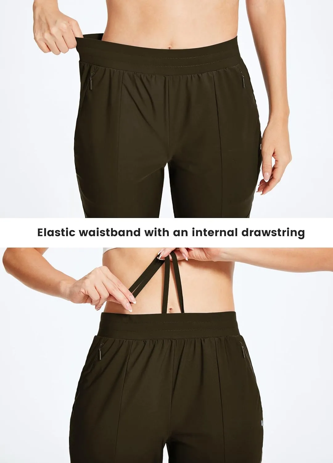 Willit Women's Athletic Joggers Pants Running Workout Quick Dry Pants Lightweight with Zipper Pockets