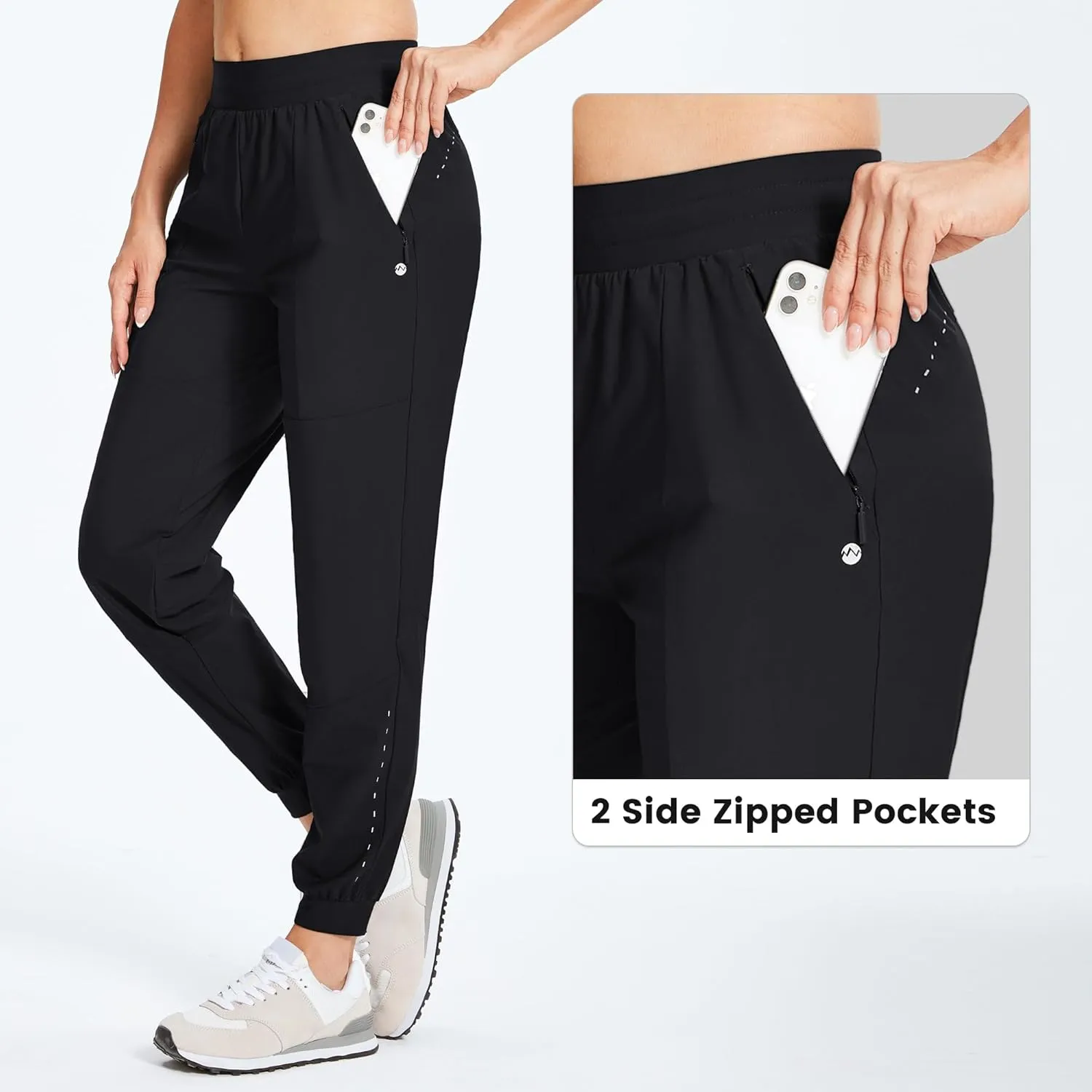 Willit Women's Athletic Joggers Pants Running Workout Quick Dry Pants Lightweight with Zipper Pockets