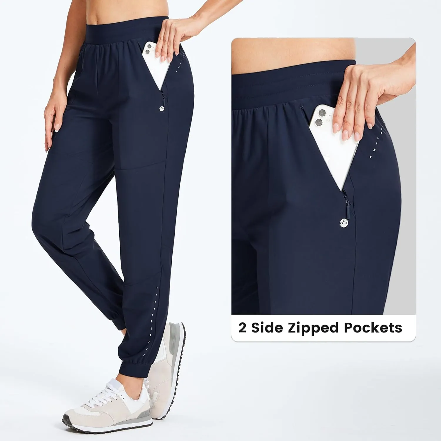Willit Women's Athletic Joggers Pants Running Workout Quick Dry Pants Lightweight with Zipper Pockets