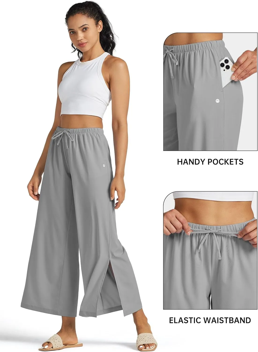 Willit Women's Wide Leg Pants UPF 50  Swim Beach Pants Lightweight Travel Pants Quick Dry Sun Protective