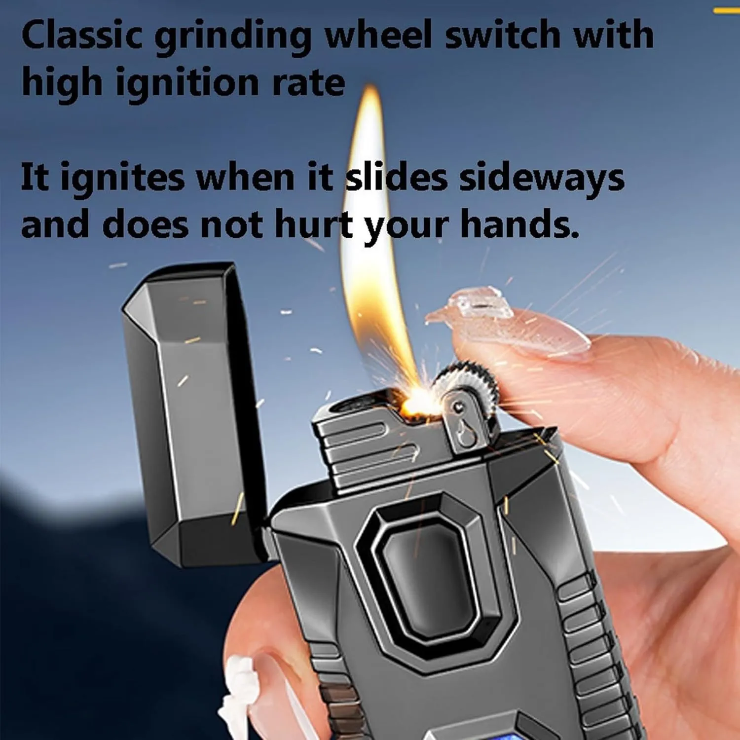Windproof Torch Lighter Visual Fuel Window Adjustable Dual Flame Refillable Butane Lighter for Outdoor Camping(Pink)