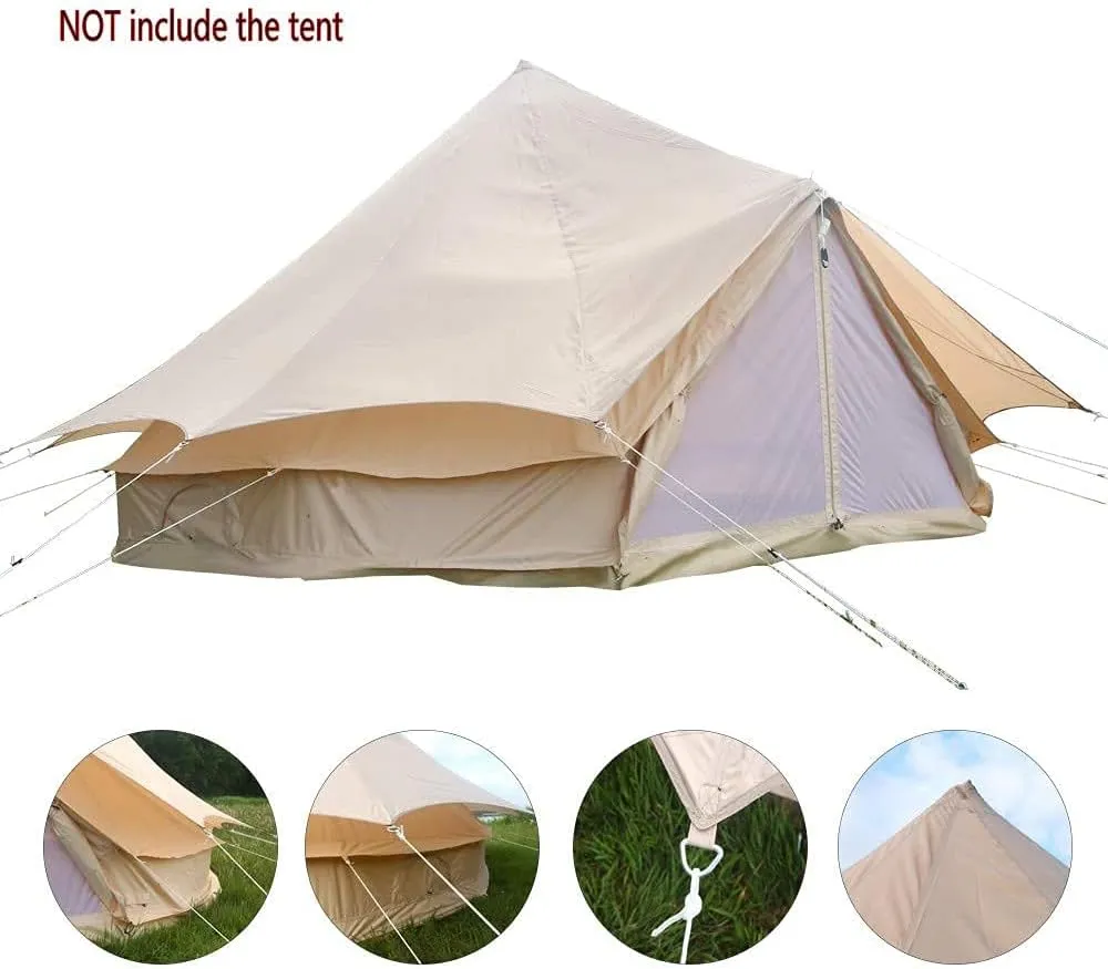 WINTENT 2 Doors All Seasons Cotton Canvas Bell Tent with Stove Jack for Camping 4/6/8/10 Persons