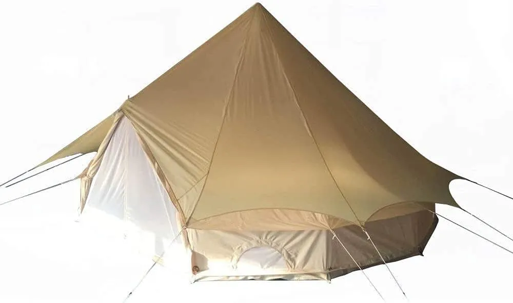 WINTENT 2 Doors All Seasons Cotton Canvas Bell Tent with Stove Jack for Camping 4/6/8/10 Persons