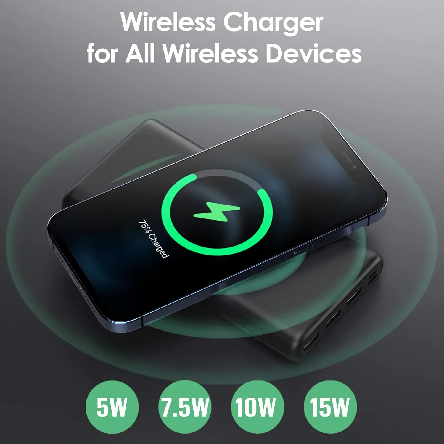 Wireless Portable Charger Power Bank, 33800mAh 15W Fast Wireless Charging 25W PD QC 4.0 USB-C Power Bank, 5 Output & Dual Input External Battery Pack Compatible with iPhone 16/15/14/13/12,Android etc