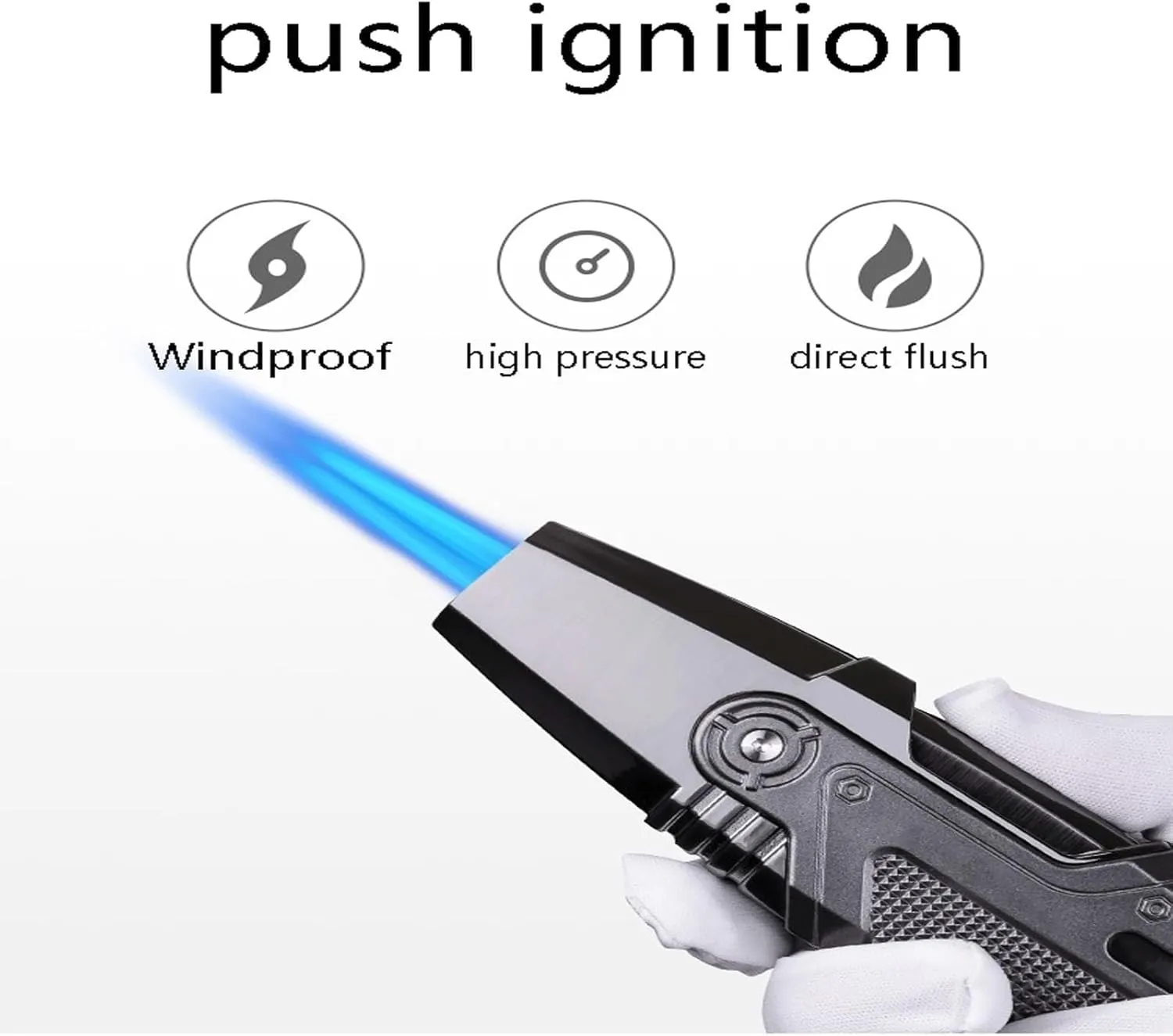 with Safety Lock, Visible Transparent Fuel Window, Multi-Function Dual Jet Torch Lighter, Adjustable Flame Size, Rechargeable Lighter, Suitable for Outdoor Camping and Travel (Silver)(Silver)