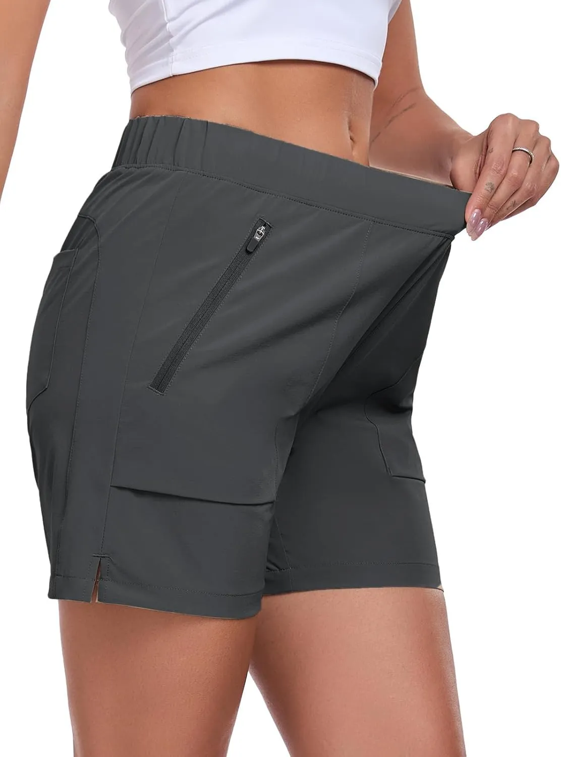 Womens 5'' Hiking Athletic Shorts Quick Dry Lightweight Golf Casual Summer Shorts with Zipper Pockets
