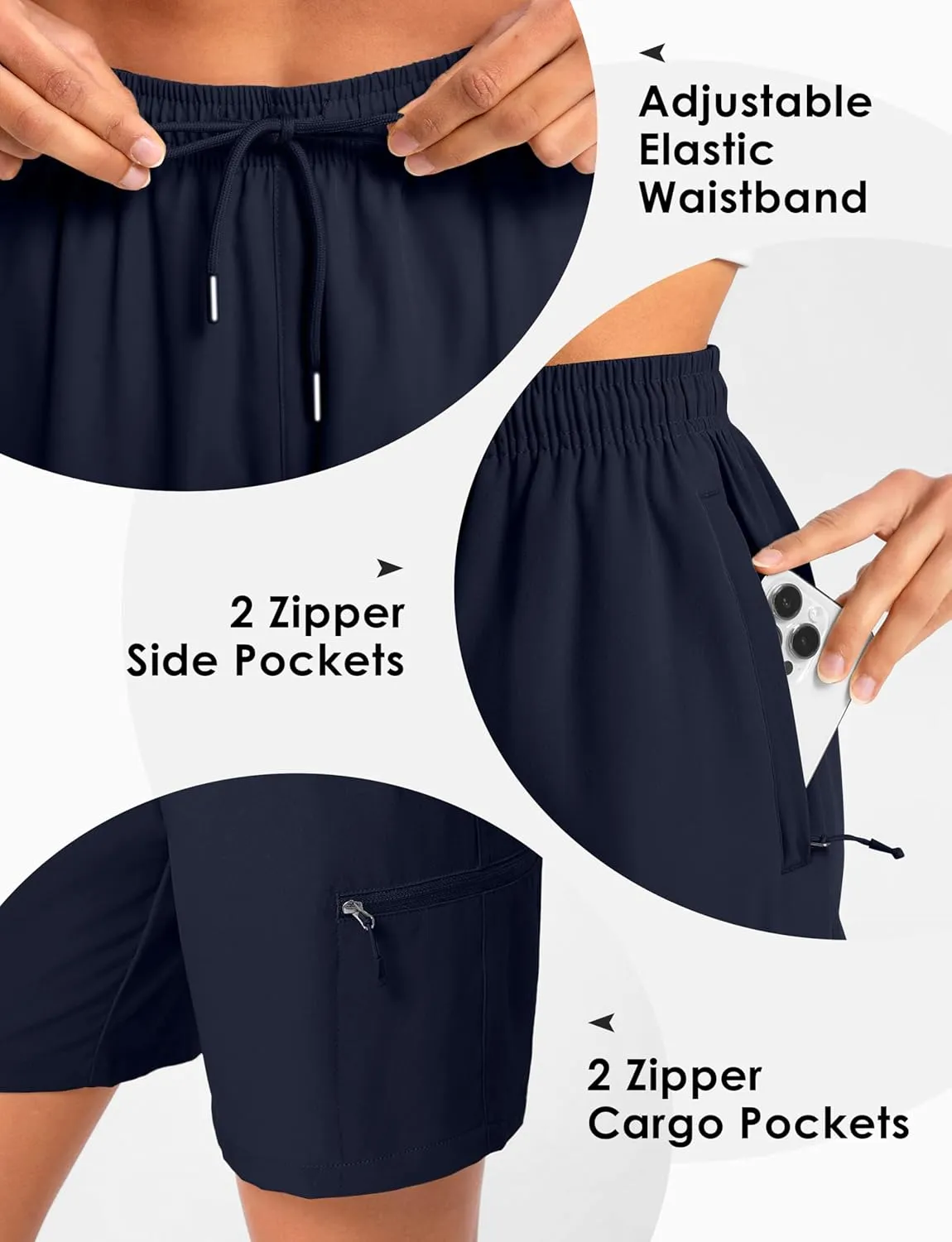 Women's 9" Hiking Shorts Lightweight Stretch Quick Dry Athletic Casual Bermuda Shorts for Women