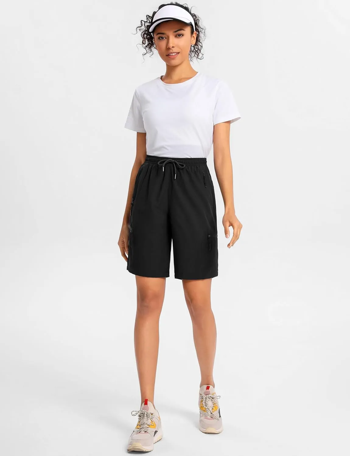 Women's 9" Hiking Shorts Lightweight Stretch Quick Dry Athletic Casual Bermuda Shorts for Women