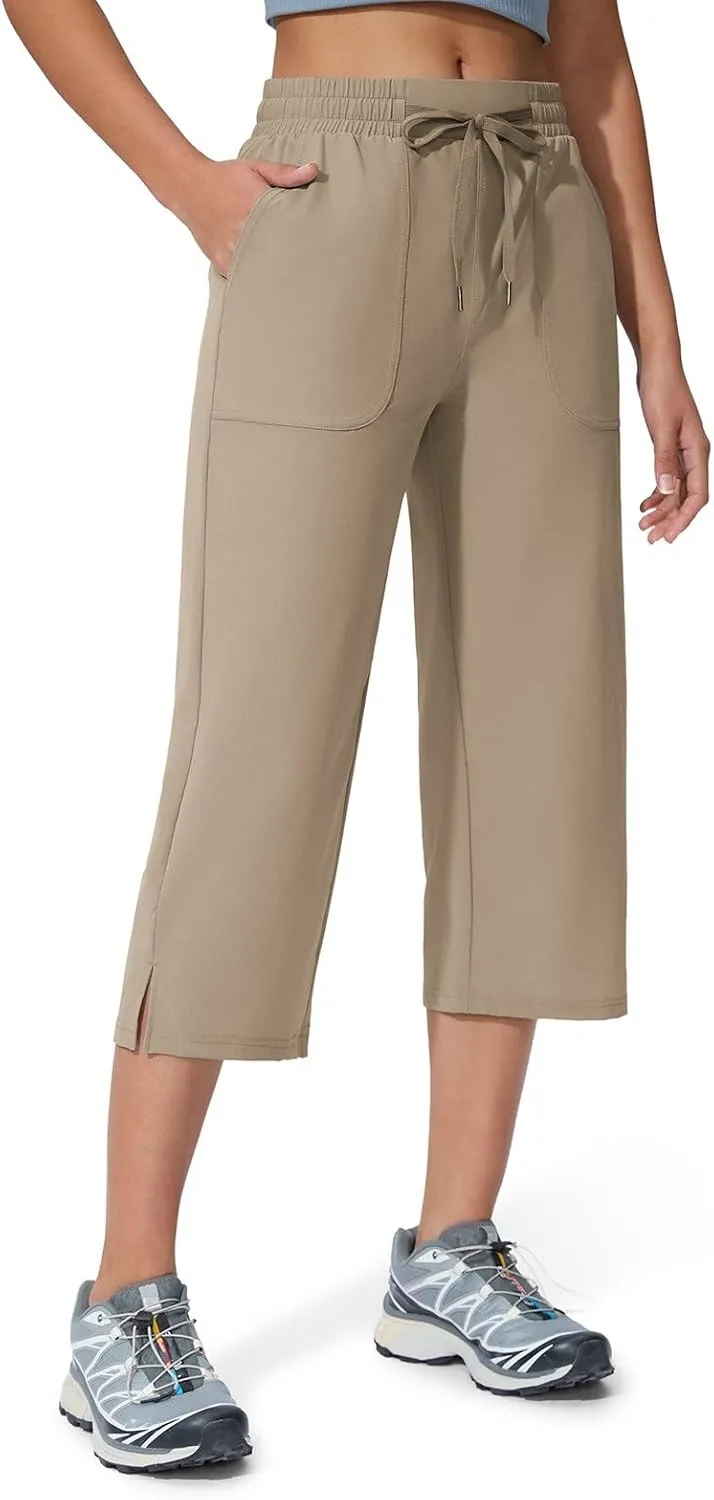 Women's Capri Pants Wide Leg Quick Dry Hiking Capris Water Resistant UPF50 Lightweight Loose Travel