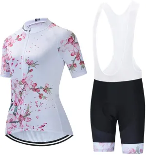 Women's Cycling Clothing Set Road Bike Shirts Short Sleeve Breathable Cycling Jersey with Gel Padded Bib Shorts
