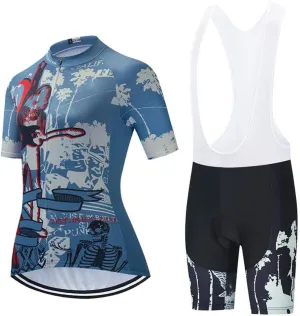 Women's Cycling Clothing Set Road Bike Shirts Short Sleeve Breathable Cycling Jersey with Gel Padded Bib Shorts