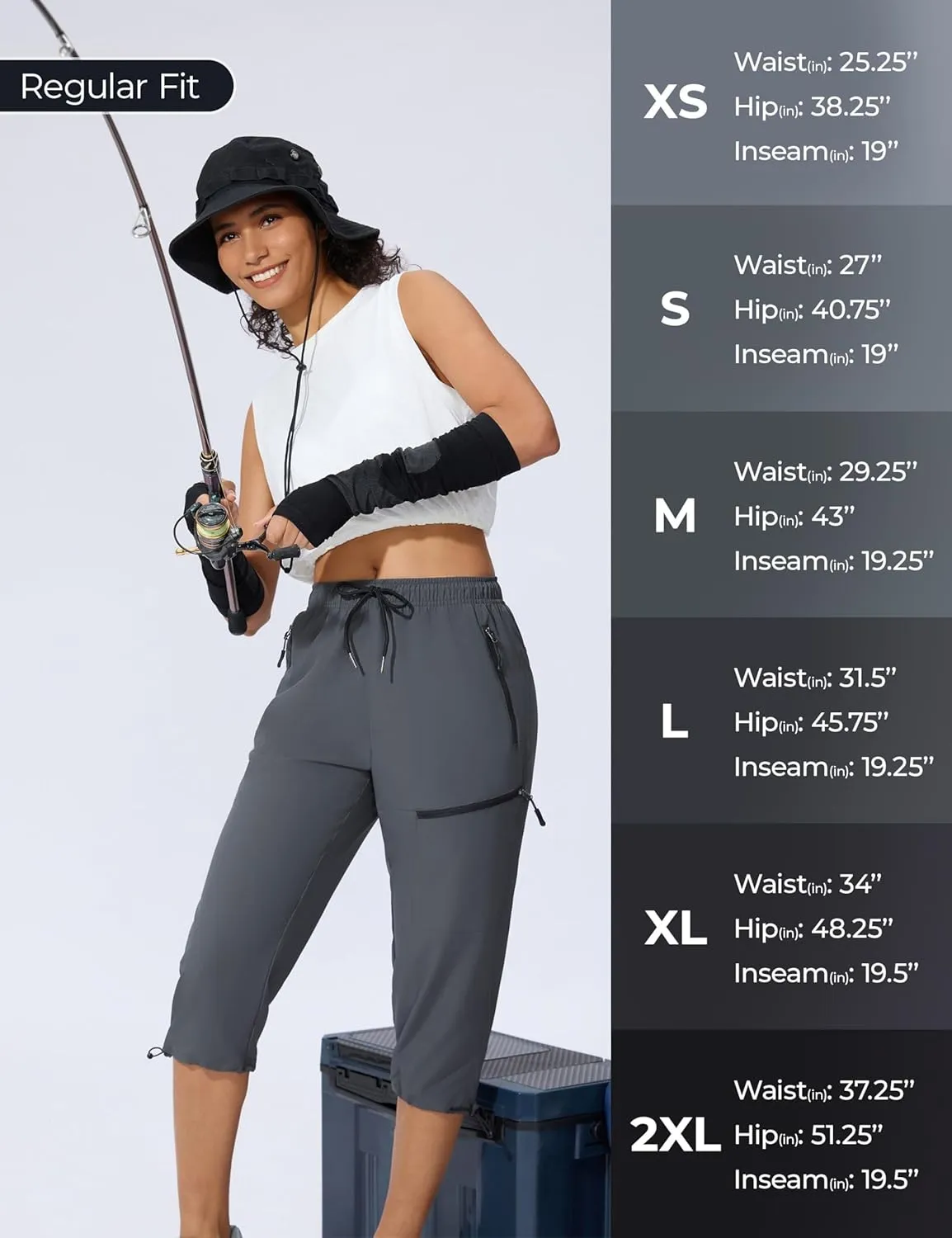 Women's Hiking Capri Pants Lightweight Quick Dry Outdoor Cargo Capris Camping Travel Zipper Pockets