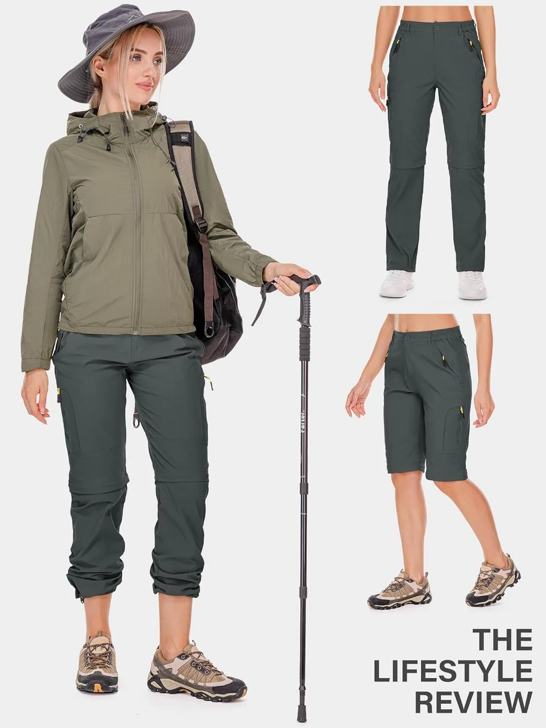 Women's Hiking Pants Convertible Quick Dry Stretch Lightweight Zip-Off Outdoor Fishing Travel Safari Pants