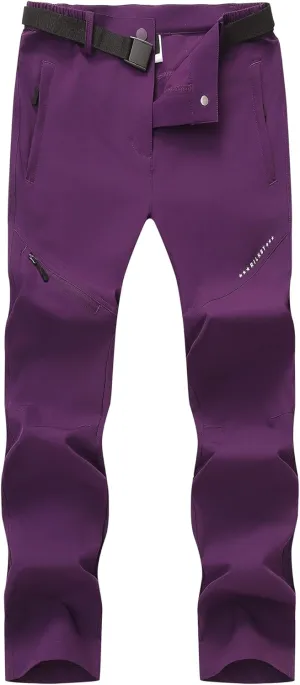 Women's Hiking Pants Lightweight Quick-Dry Water Resistant Cargo Pants with Elastic Waist Zipper Pockets