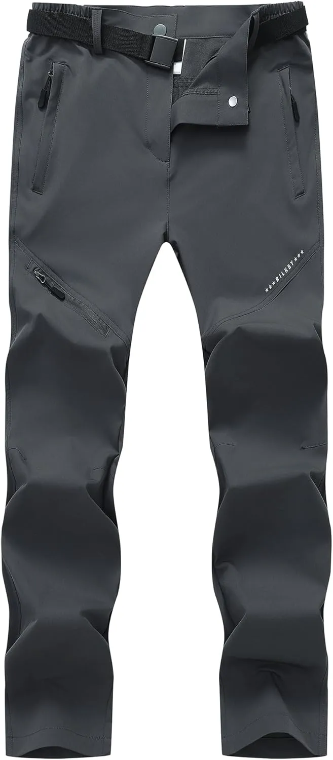 Women's Hiking Pants Lightweight Quick-Dry Water Resistant Cargo Pants with Elastic Waist Zipper Pockets