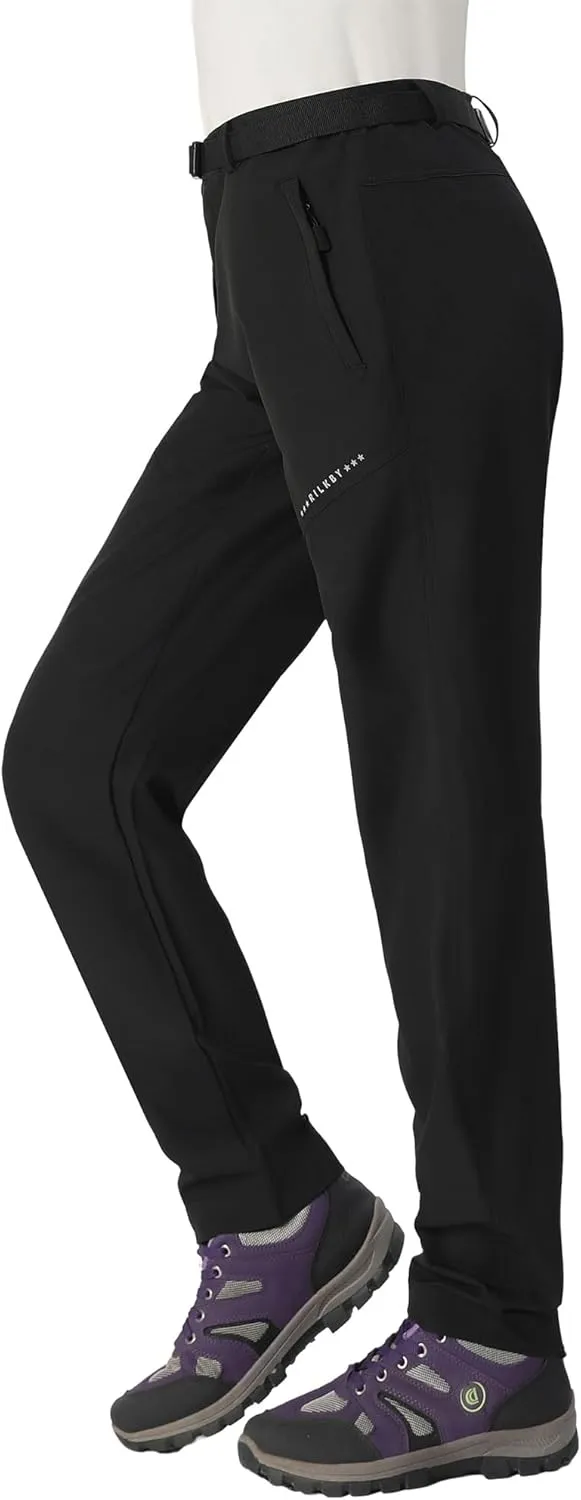 Women's Hiking Pants Lightweight Quick-Dry Water Resistant Cargo Pants with Elastic Waist Zipper Pockets