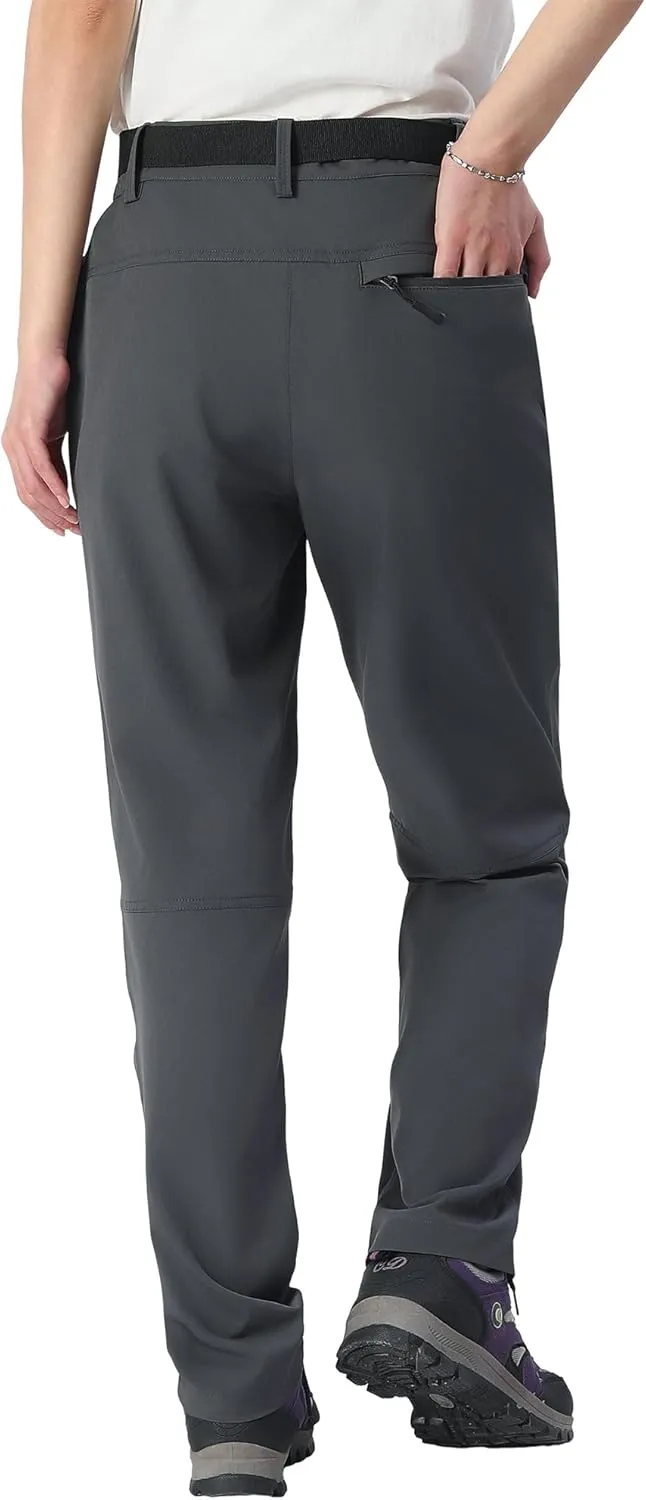 Women's Hiking Pants Lightweight Quick-Dry Water Resistant Cargo Pants with Elastic Waist Zipper Pockets