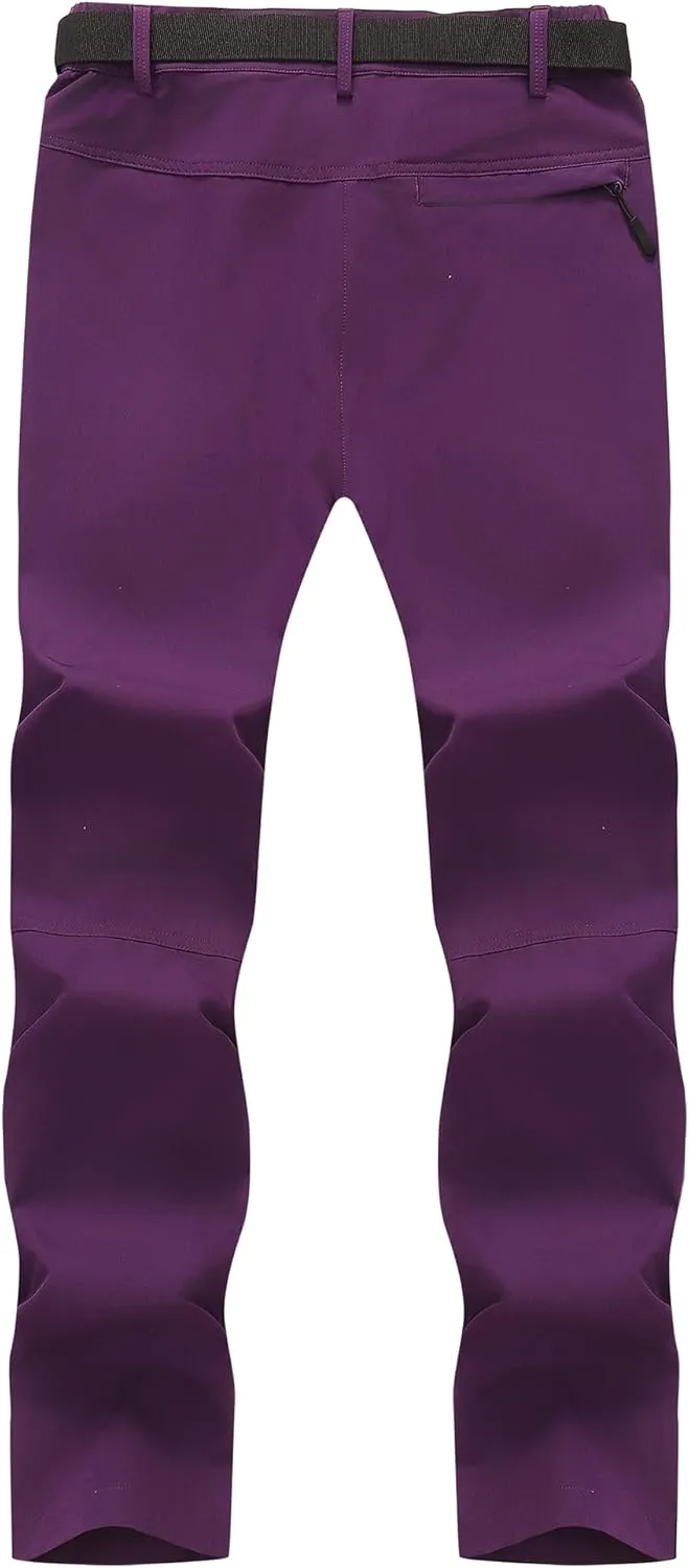 Women's Hiking Pants Lightweight Quick-Dry Water Resistant Cargo Pants with Elastic Waist Zipper Pockets
