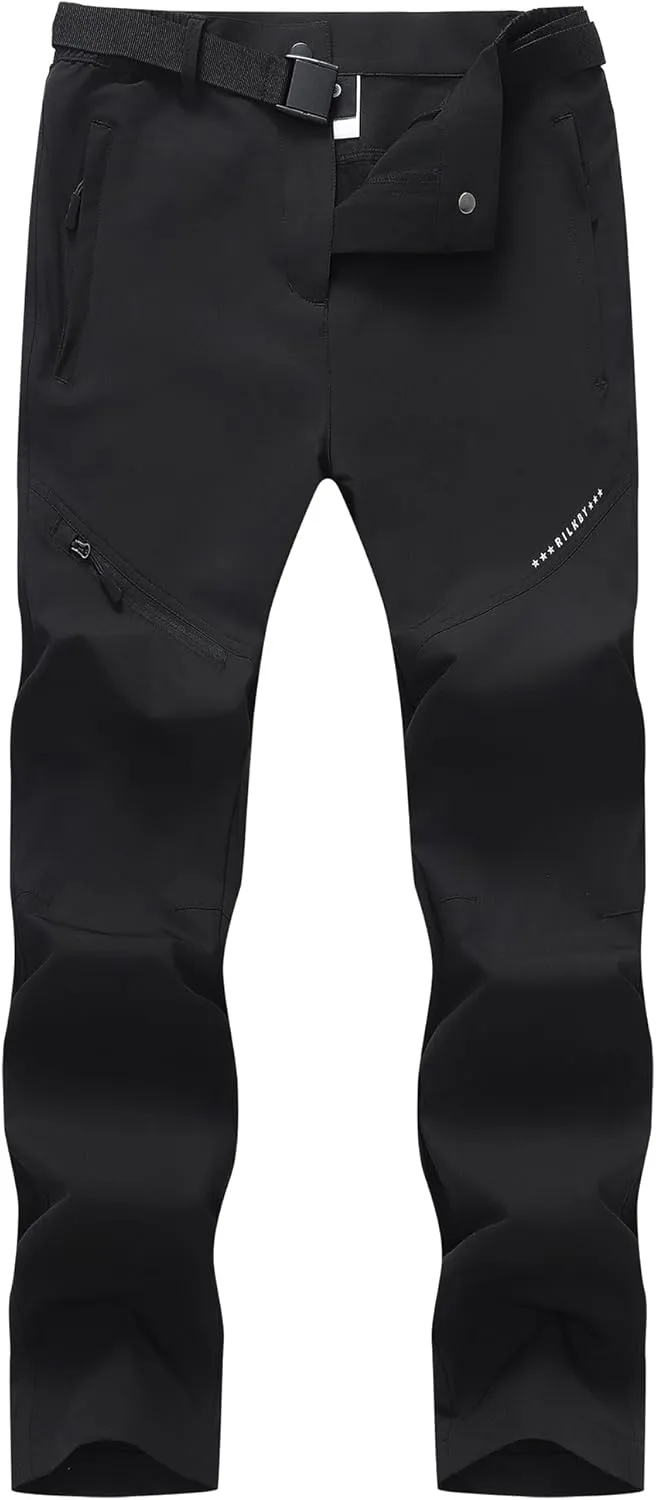 Women's Hiking Pants Lightweight Quick-Dry Water Resistant Cargo Pants with Elastic Waist Zipper Pockets