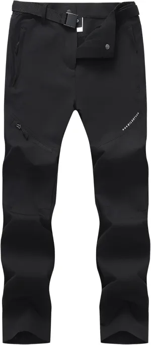 Women's Hiking Pants Lightweight Quick-Dry Water Resistant Cargo Pants with Elastic Waist Zipper Pockets