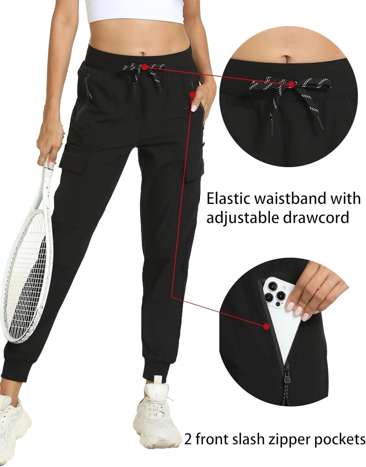 Women's Lightweight Joggers Quick Dry Hiking Running Pants for Athletic Casual Workout Outdoor