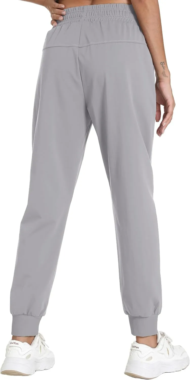 Women's Quick-Dry Lightweight Joggers - Elastic Waist Hiking Pants with Pockets for Outdoor, Athletic & Travel