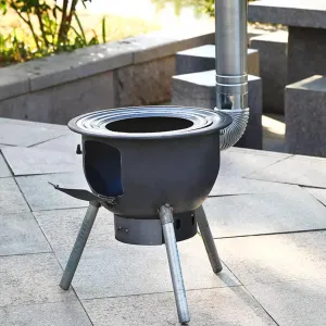 Wood Burning Stove Chimney Kit, Wood Stove Camping Made of Steel Plate, Portable Wood Stove with Removable Legs Strong Laod-bearing Capacity of 150kg(48 * 52cm)