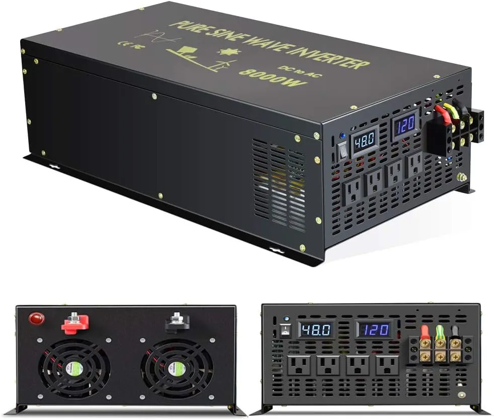 WZRELB 8000W 48V AC to 120V DC Pure Sine Wave Solar Power Inverter - RV, Camping, Solar System