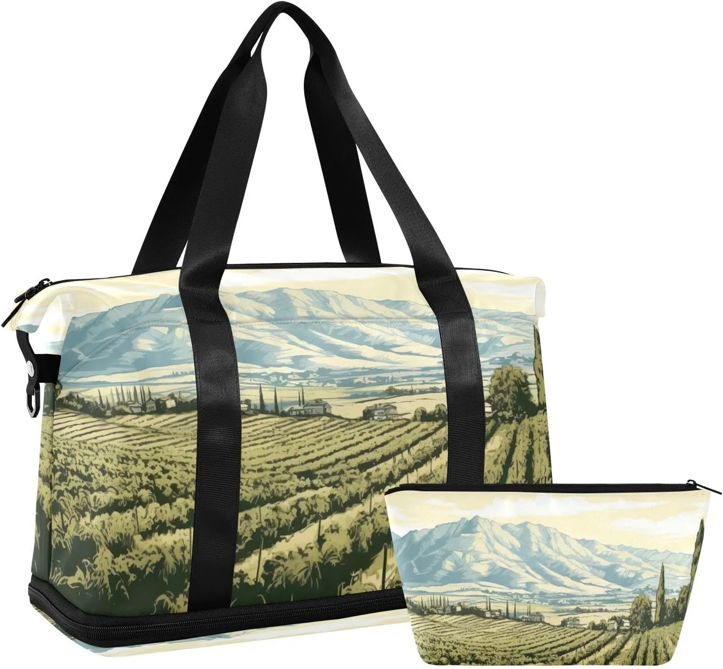 xigua Gym Bag Vintage Italian Landscape Travel Duffel Bag - Sports Gym Bag with Dry Wet Pocket Cosmetic bag & Shoes Compartment for Women and Men