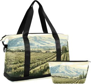 xigua Gym Bag Vintage Italian Landscape Travel Duffel Bag - Sports Gym Bag with Dry Wet Pocket Cosmetic bag & Shoes Compartment for Women and Men