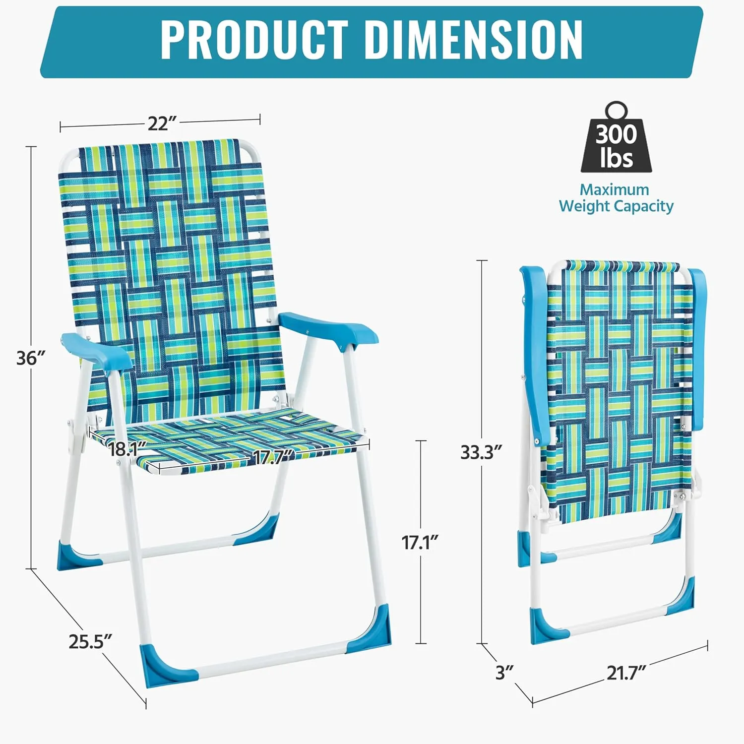 Yaheetech Patio Webbed Lawn Chairs, Outdoor Nylon Fabric Portable Camping Chair Folding Dining Chairs for Beach Yard Garden
