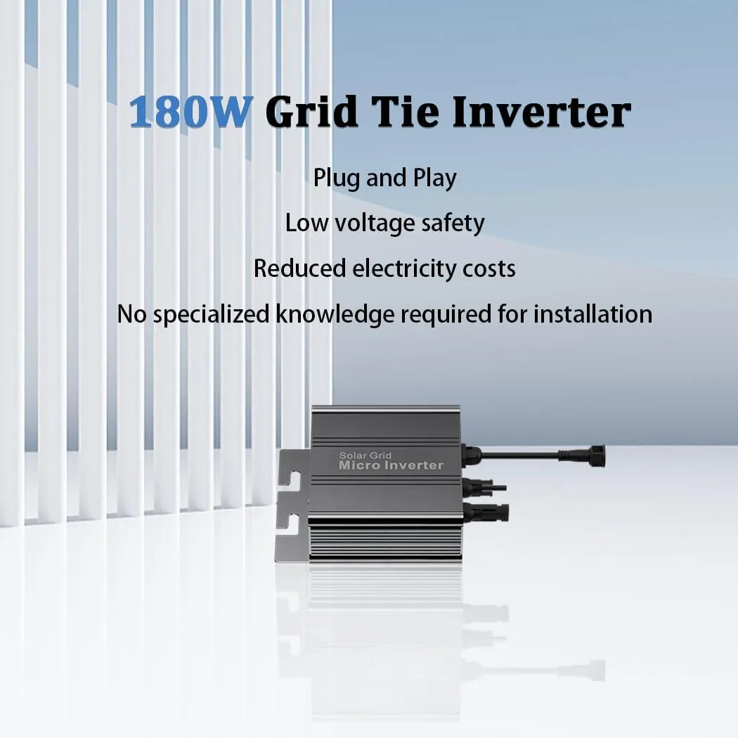 Y&H 180W MPPT Grid Tie Micro Inverter PV Input DC16-26V AC110V/220V Output Home Use Small Solar Power System for 12V Solar Panel