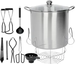yeshine 21.5 Quart Canning Pot with Rack and Lid, Large Water Bath Canning Pot Set with Full Canning Tools Set, Stainless Steel Canner Supplies Starter Kit for Beginners for Home, Kitchen (Black)