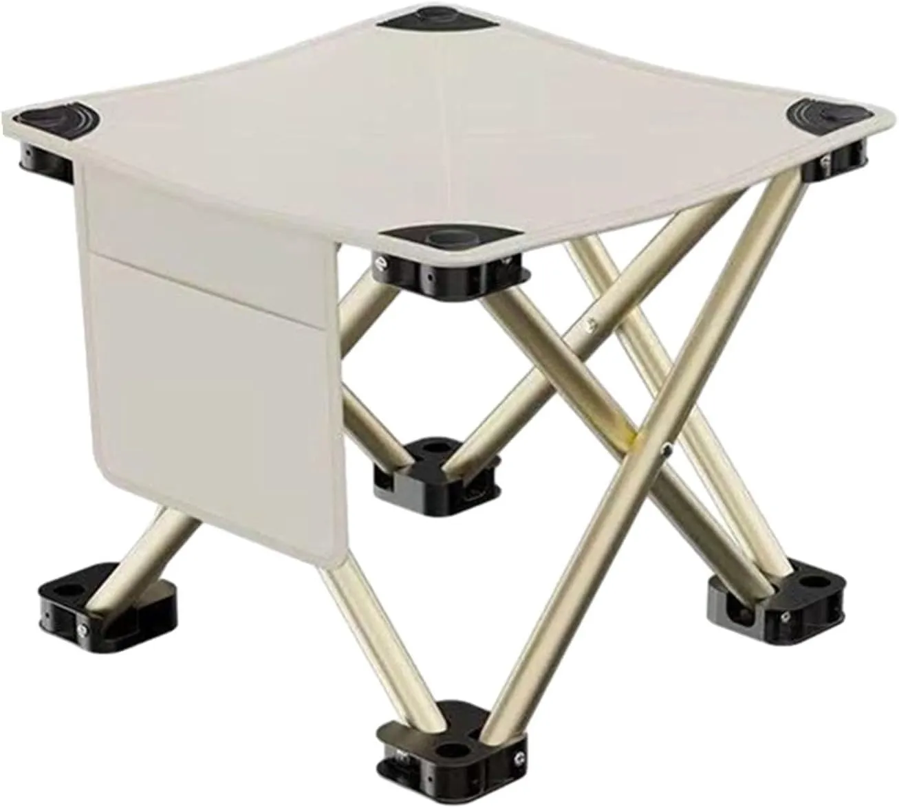 Yiju Folding Camping Stool Recliner Foot Rest Strong Load Bearing Portable Small Foldable Chair for Hiking Travel BBQ Backpacking, White, 33cmx33cmx32cm