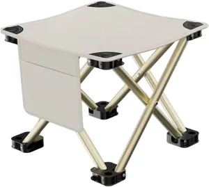 Yiju Folding Camping Stool Recliner Foot Rest Strong Load Bearing Portable Small Foldable Chair for Hiking Travel BBQ Backpacking, White, 33cmx33cmx32cm